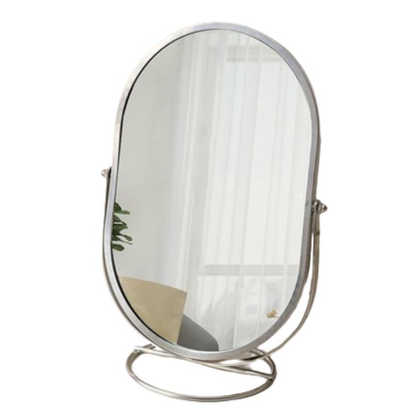 Oval Makeup Mirror Light Luxury Desktop Stand Mirror Iron Art Vanity Mirror  Student Dormitory