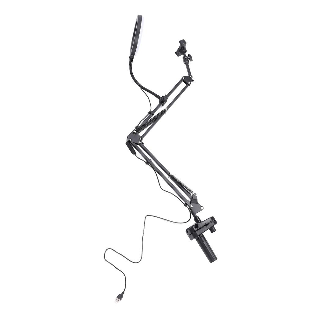 Selfie Ring Light 3 Color Temperature Retractable Arm Overhead Ring Light with Clamp Phone Holder Fo