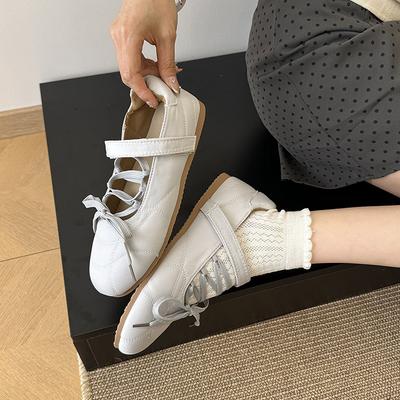 Весна 2025 новые туфли-лодочки на плоской подошве с неглубоким вырезом, ремешки, балетки на мягкой подошве, туфли Мэри Джейн, универсальная женская обувь