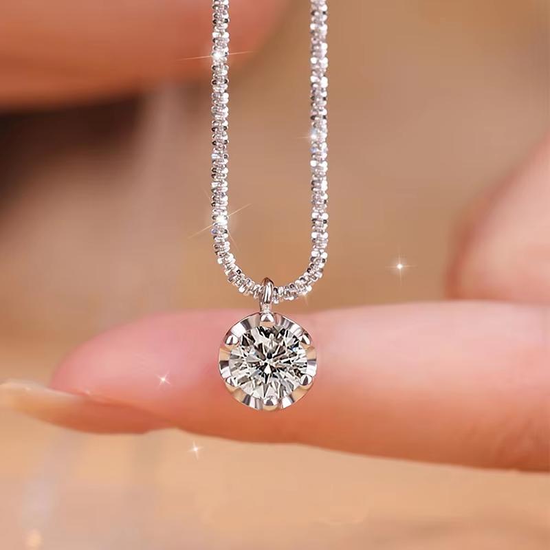 Real Moissanite Diamond 6 Prong Pendant Necklace 925 Silver Sparkling Cauliflower Chain for Women Wedding Fine Jewelry