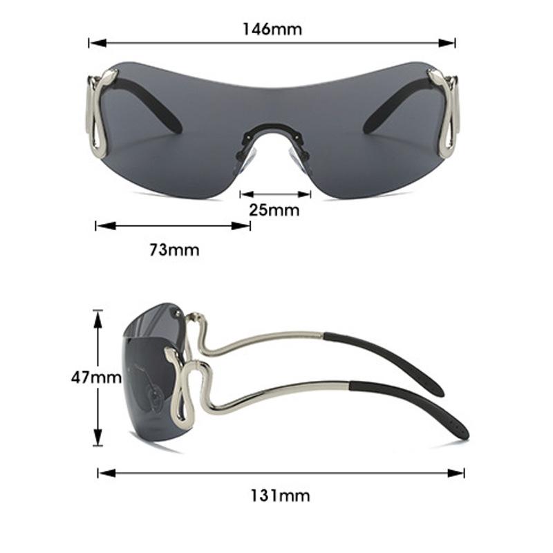 Women's Luxury Sunglasses Vintage Gradient Y2K Style Sun Glasses Men Rimless Pilot Goggles Uv400 Unisex Glasses for Spicy Girls