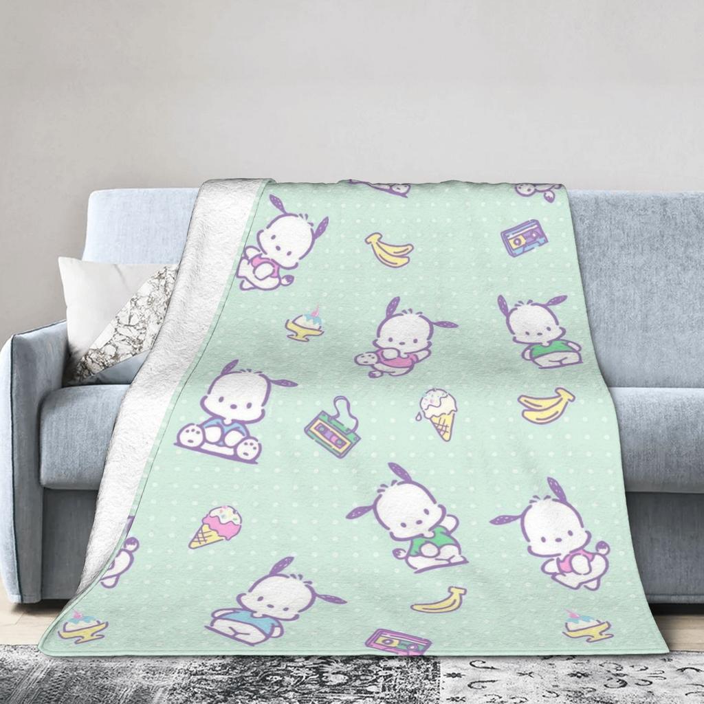 Pochacco Dog Pattern Blanket Cartoon Plush Throw Blankets Airplane Travel Printed Soft Warm Bedsprea
