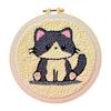 1 Set Punch Needle Coaster Kit Handmade Punch Needle Embroidery Craft Kit with Hoop Yarn Tools Instruction Adults Beginners DIY Animal Flower Coaster