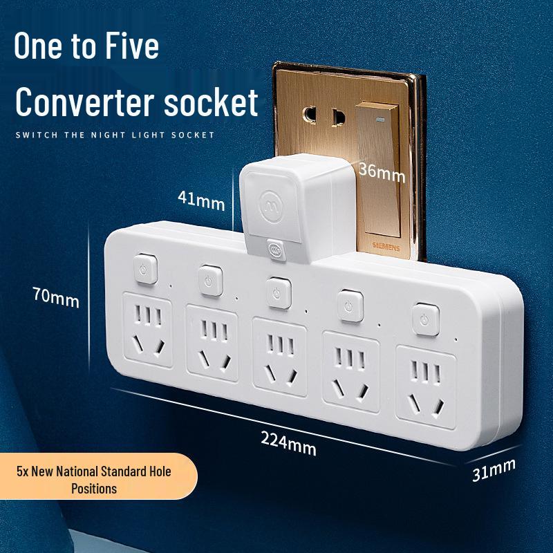 Удлинитель с несколькими розетками, USB-портами, беспроводным зарядным устройством, ночником и индивидуальными выключателями для домашнего офиса
