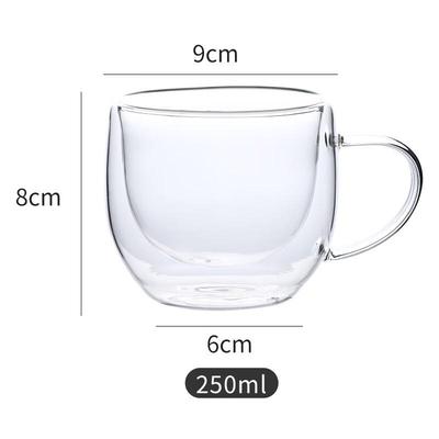 Кружки из боросиликатного стекла с двойными стенками и ручкой (2-Pack)
