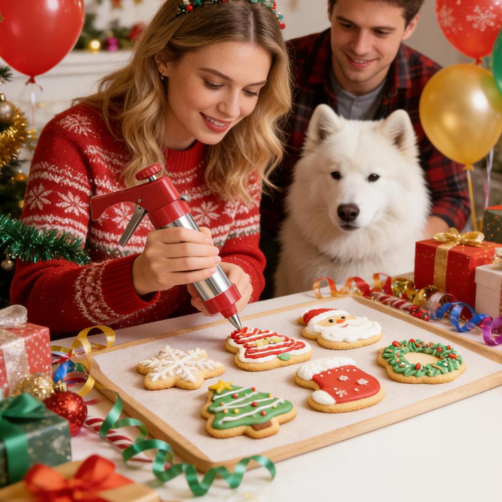 Cookie Press Guns Kit Stainless Steel Manual Cake Piping Maker DIY Pastry Syringe Extruder Nozzles Piping Cream Biscuits Maker