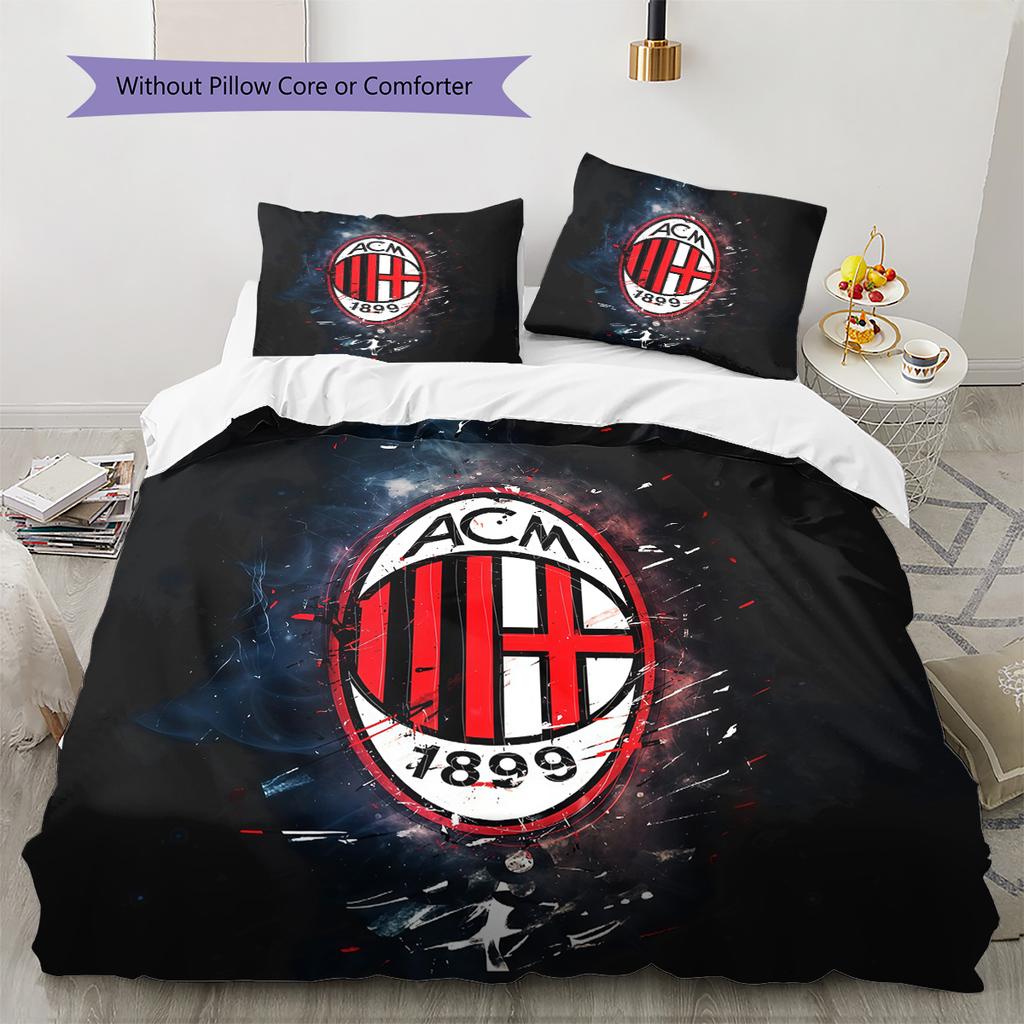 Associazione Calcio Milan3 Pattern Bedding Quilt Set  Home Decoration  Gift (1 * duvet cover + 2 * pillowcase  without core)