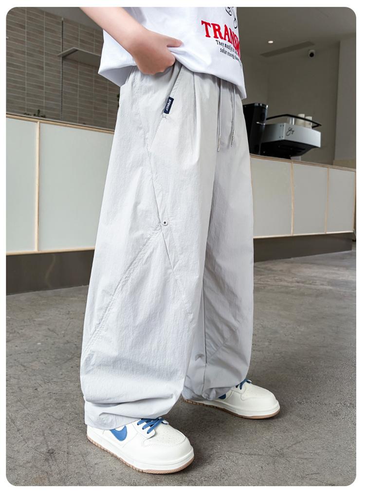 Boys' straight leg wide leg casual pants 2026 new mid size boys' summer thin anti mosquito loose sports pants