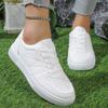 Women's White Sneakers 2025 Spring Autumn New Breathable Outdoor Non Slip Flats Comfortable Lace Up Height Increase Casual Shoes
