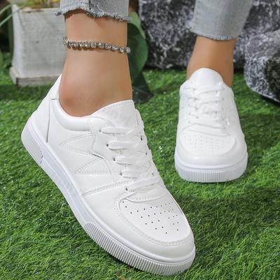 Женские белые кроссовки 2025 весна-осень новые дышащие уличные нескользящие балетки удобная шнуровка увеличение роста повседневная обувь