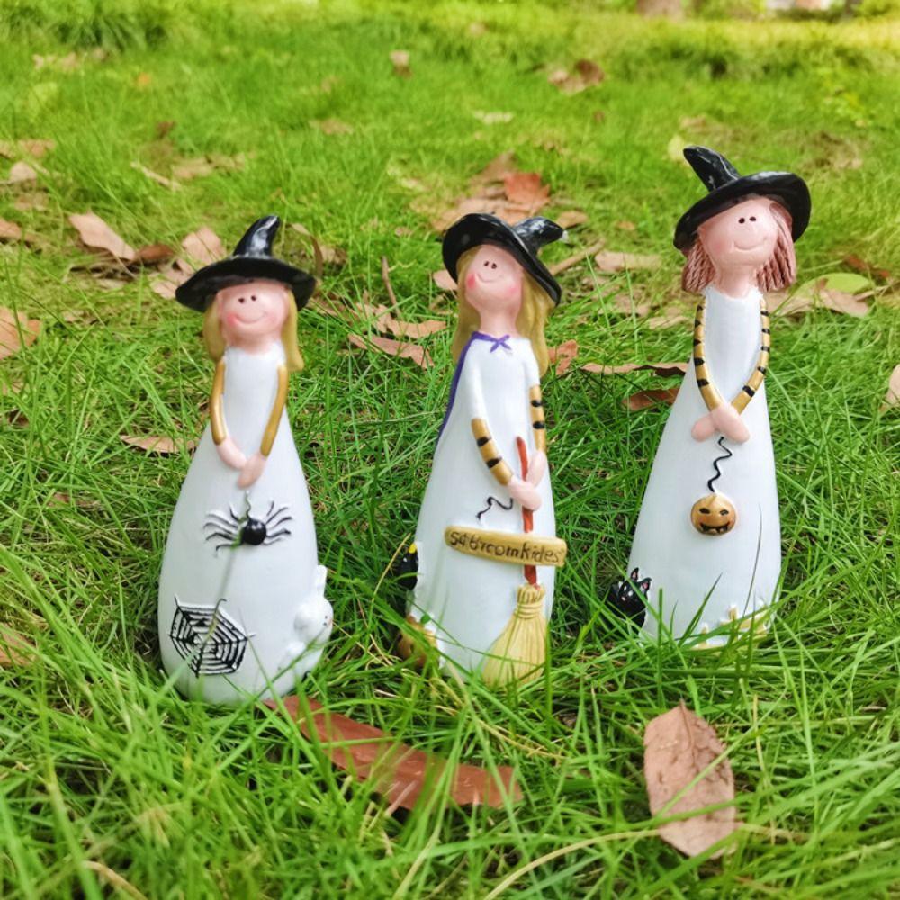 Exquisite Resin Witch Statue Resin Crafts Witch Ghost Ornaments Halloween Crafts
