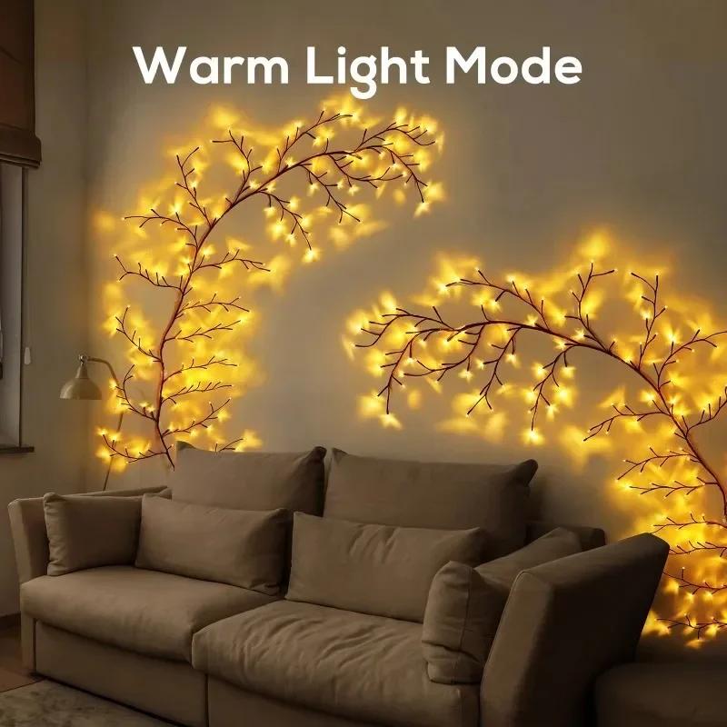 Willow Vine Wall Lights USB-Powered Branch Lighting Perfect for Christmas Fire Place Mantel or Festive Wall Accent Decor Warm