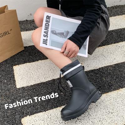 Модные женские корейские нескользящие и износостойкие уличные резиновые сапоги