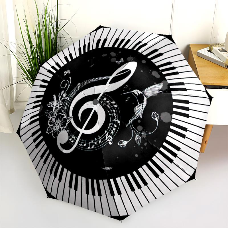 1PC Musical notes Umbrella Portable Folding Umbrella Iron Frame Hole Bone Structure Outdoor Home Umbrella A4