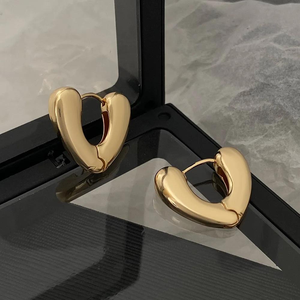 Trendy Vintage Simple Lines Heart Shaped Hoop Earrings for Women Y2K Jewelry Party Punk Spiral Ear Buckle Daily Wear Accessories