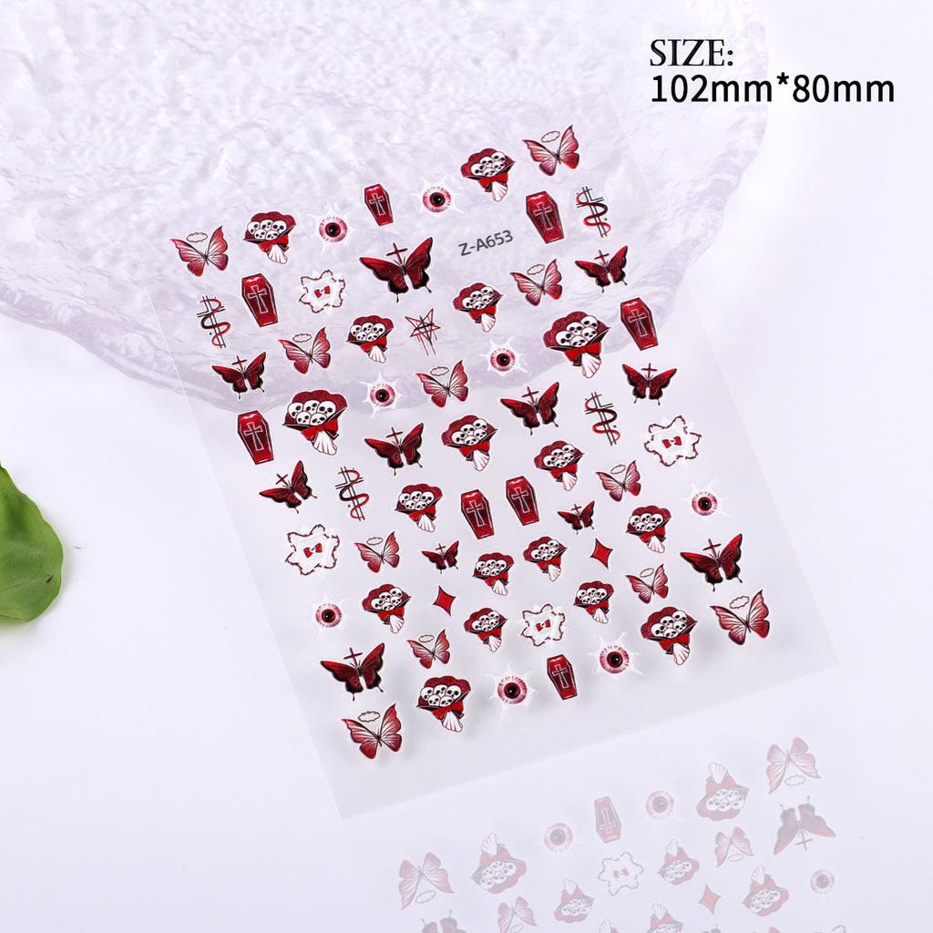 5D Embossed Nail Art Sticker Halloween Cartoon Spider Web Ghost Pumpkin Lantern Nail Adhesive Sticker