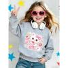 European sizes Cute Cat Print Pattern Kids' Spring Lightweight Crew Neck Sweatshirt, Ages 0-3, Comfortable and Soft Design, Suitable for Outdoor Wear