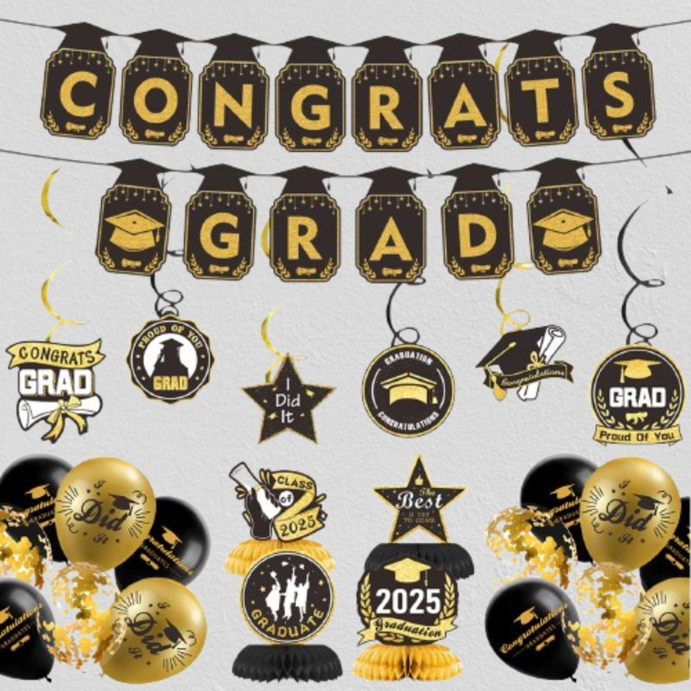 Congrats Grad Graduation Honeycomb Ornament Celebrate GRAD Theme Decor  Party Favors