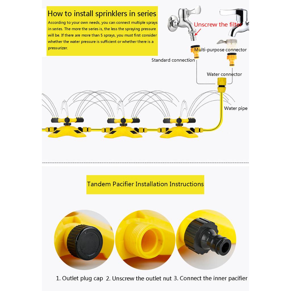 Вращающийся на 360 градусов спринклер для воды, автоматический спринклер для сада, вращающийся на 360 градусов