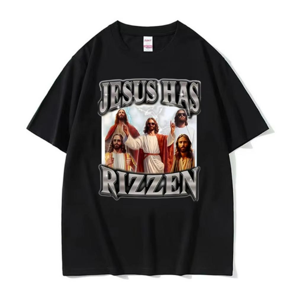 Jesus Has Rizen Shirt Print T Shirts Men Women Oversized Classic T-shirts High Quality Gothic C
