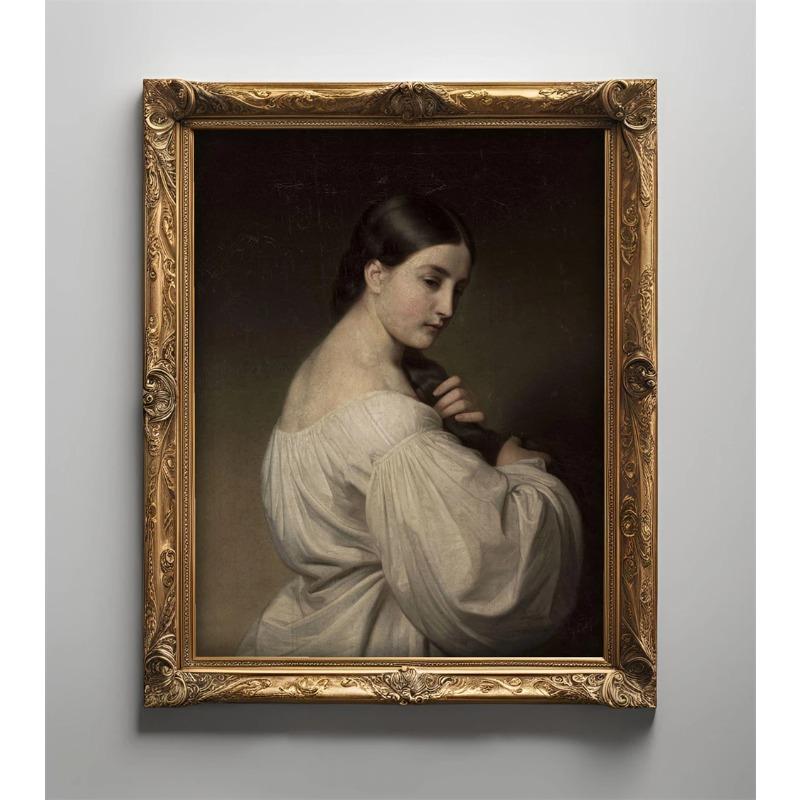 Vintage Portrait Rococo Canvas Painting Classic Art Print Retro Reading Lady Painting Print Duchess Of Maria Amelia Of Braganza