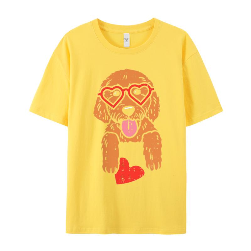 Tops Tees Teeshirt Goldendoodle Heart Pocket Cute Valentines Christmas 100 Cotton Round Collar Unisexs Tshirts Vintage Retro