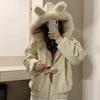 Новогодний взрыв Американская толстовка с капюшоном Большой меховой воротник Хлопковая одежда Женская свободная Утепленная теплая Хлопковое пальто для пары