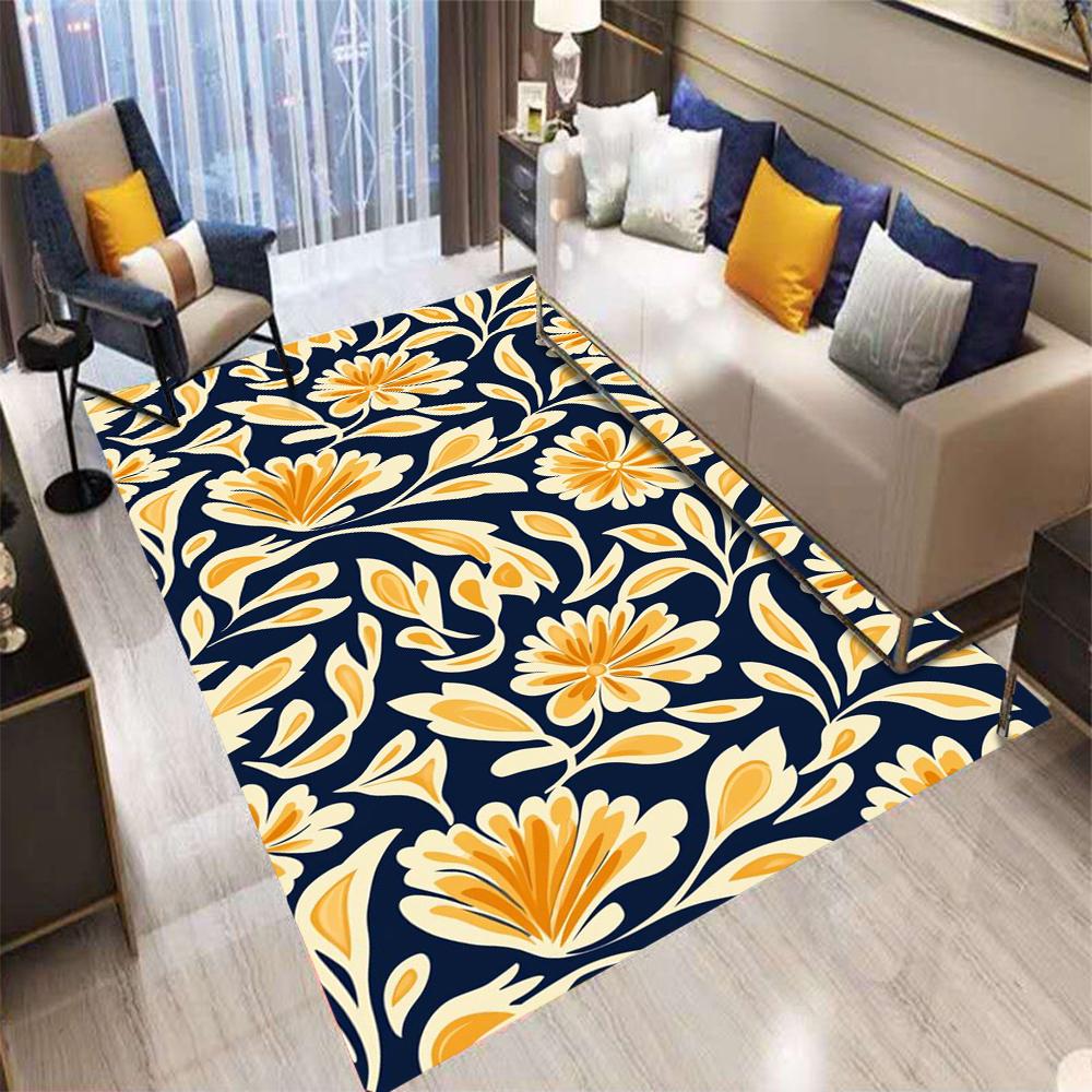 Retro Bohemian Style Color Flowers Carpet Living Room Sofa Bedroom Kitchen Entrance Door Mat Non-Slip Home Decor Rug