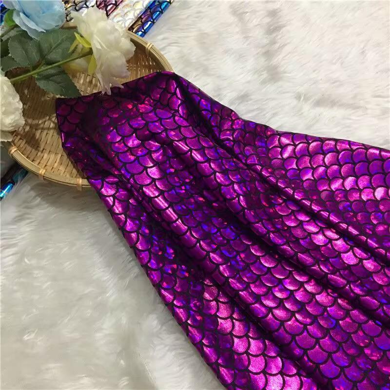 Ткань с блестками под рыбью чешую, эластичная, для DIY, костюмов для сценических выступлений, украшения свадебной вечеринки, шитья, ткани для купальника русалки