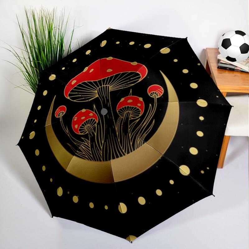 Forest Red Mushroom Umbrella Automatic Open/close, Sturdy Iron Frame & 8-Rib Struct, Umbrella for Women & Men, Christmas Gifts