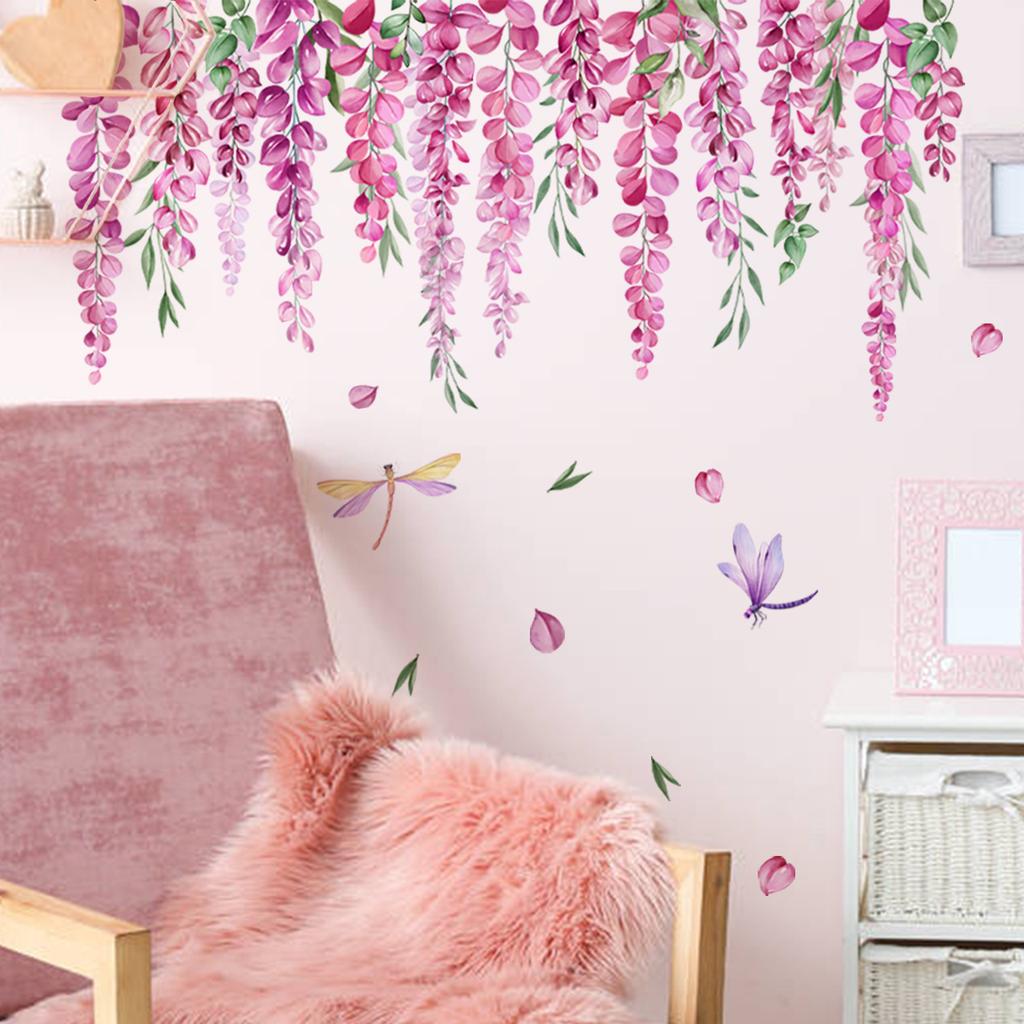 Ms7075 Цветок Фиолетовая Лоза Наклейка на Стену Гостиная Спальня Декоративная Наклейка на Стену Большое Количество Можно Обсудить