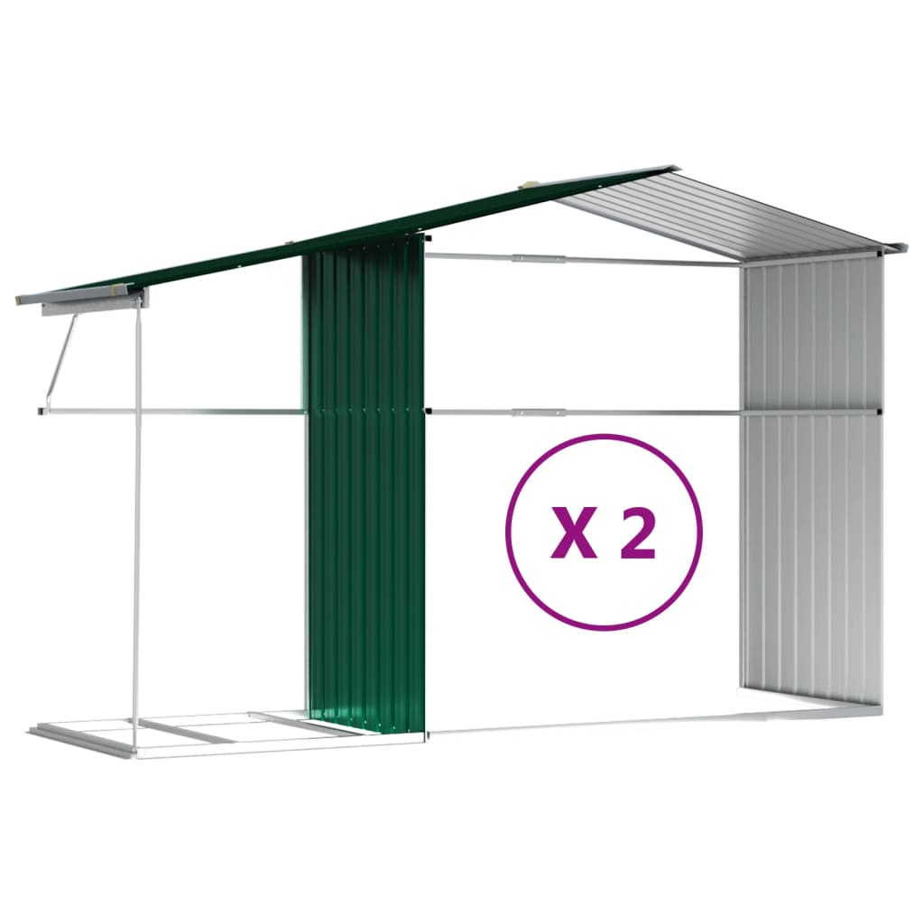 Garden Shed Green 277x279x179 cm Galvanized Steel