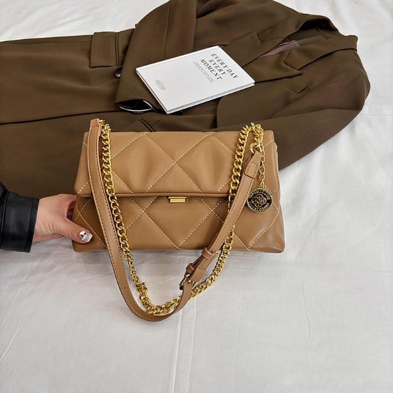 Autumn Winter High-Grade Sense Underarm Bag Lady New Fashion Plaid Chain Simple All-Match Retro Texture Shoulder Crossbody Pack