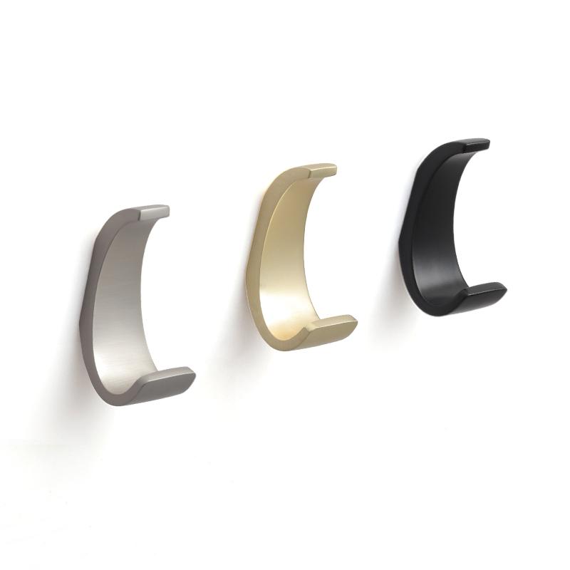 Oukali Modern Times Bathroom Zinc Alloy Wall Mount Black Silver Brushed Brass Kitchen Towel Coat Hook