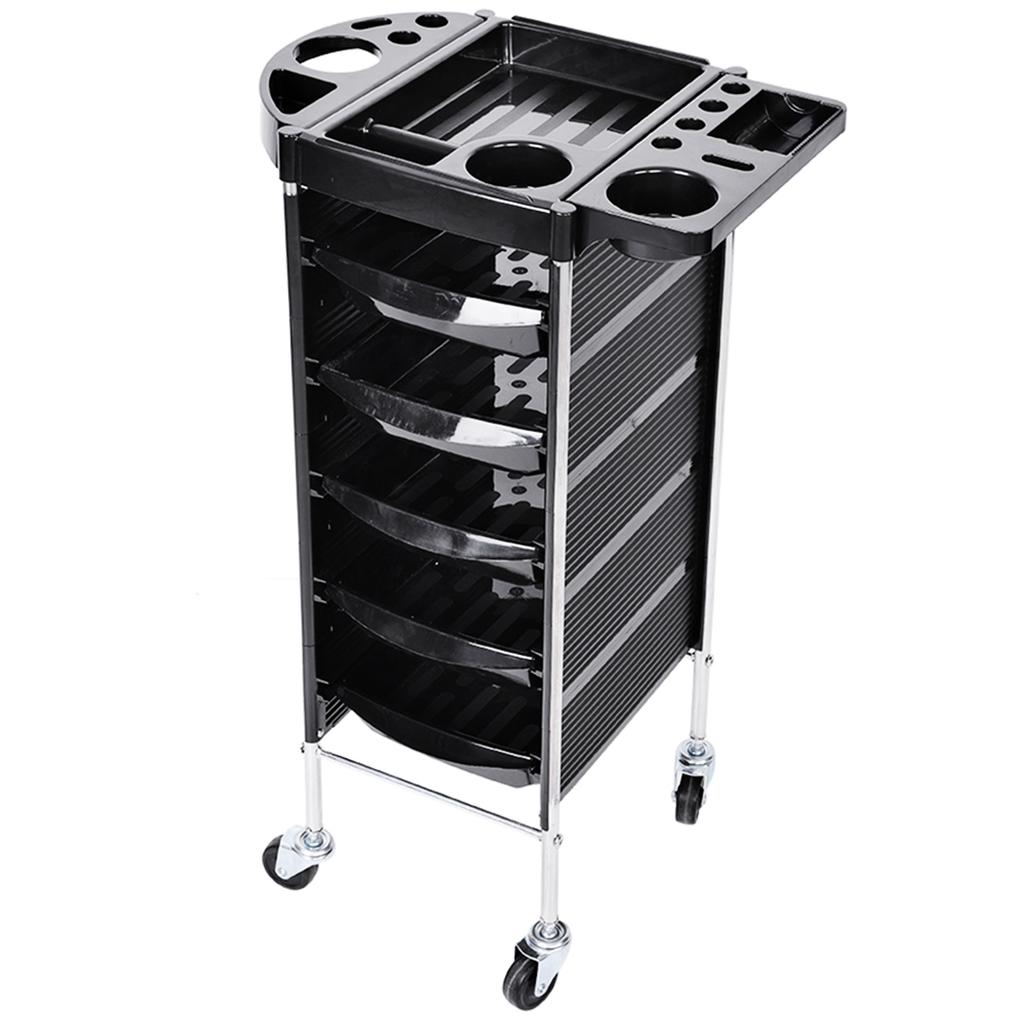 Hair Salon Instrument Storage Cart Adjustable Height Trolley Beauty Tools with 5 Drawers