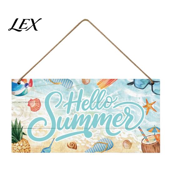 Wooden Door Plaque Summer Hanging Sign, Beach Theme Welcome Sign Front Decor with House Wall Rope, Colorful Hanger for Seasonal Farmhouse Ocean Style