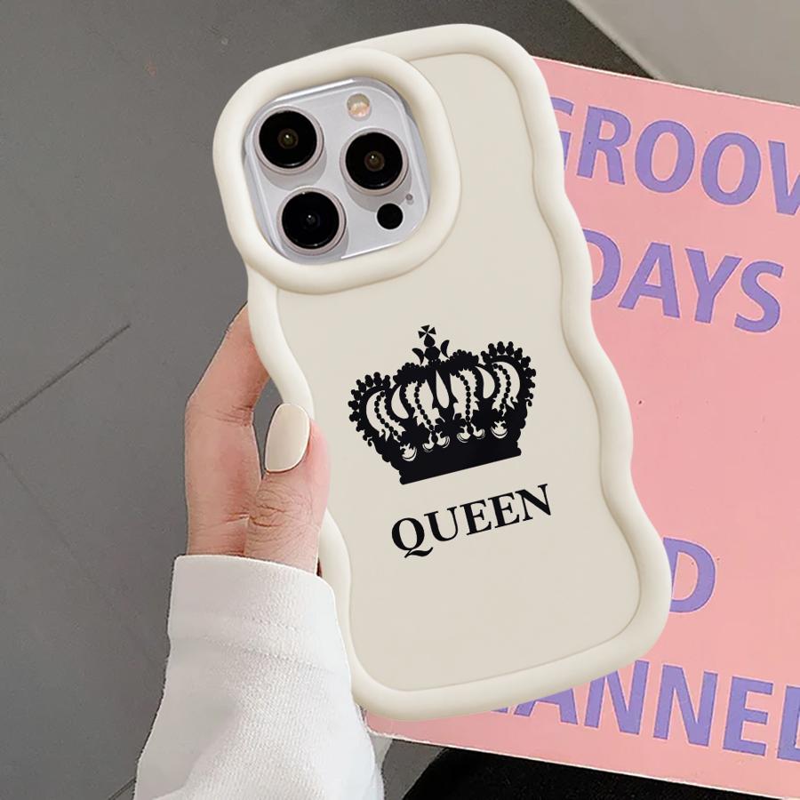 Мягкий чехол для телефона для iPhone 15 Plus XR 13 11 8 14 16 Pro Max 17 Air 12 Корона Королева Король Буква