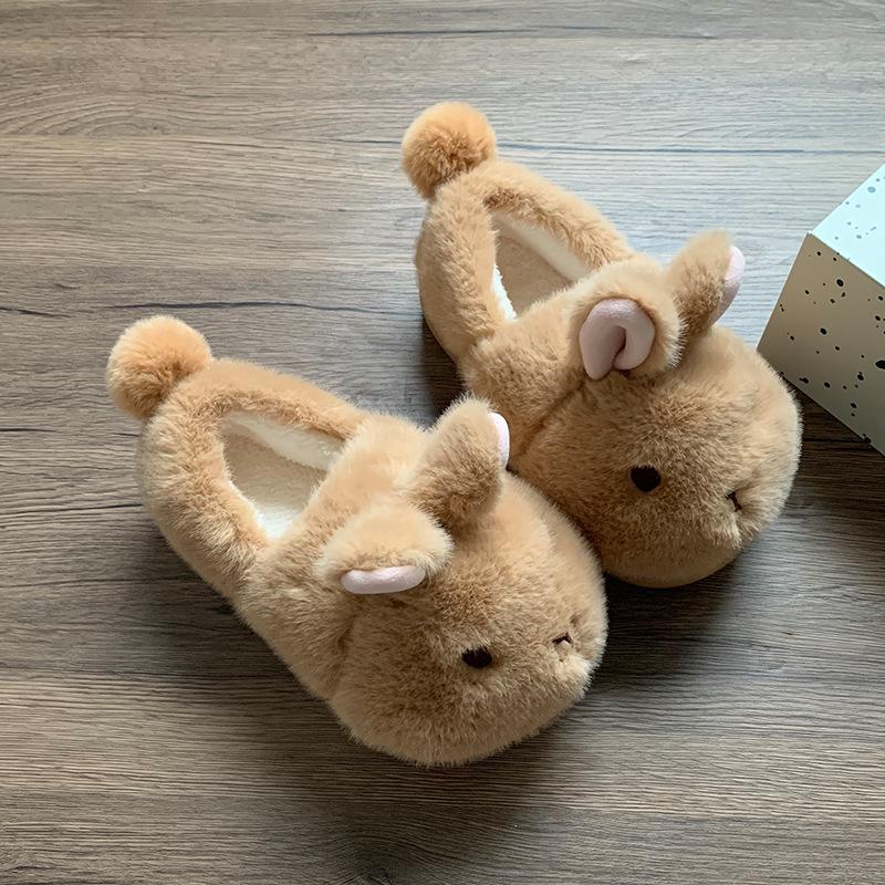 Authentic Little Rabbit Women's Winter Cotton Slippers - Cute, Plush, Warm, Soft-Sole Indoor Footwear