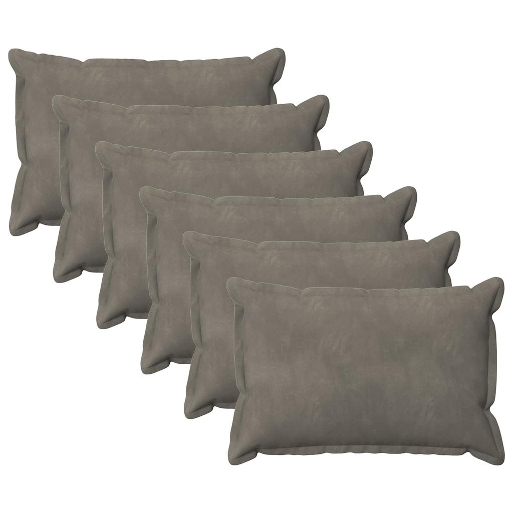 Cushion Cover 6 pcs HOUTEN Light Gray 30 x 50 cm Velvet