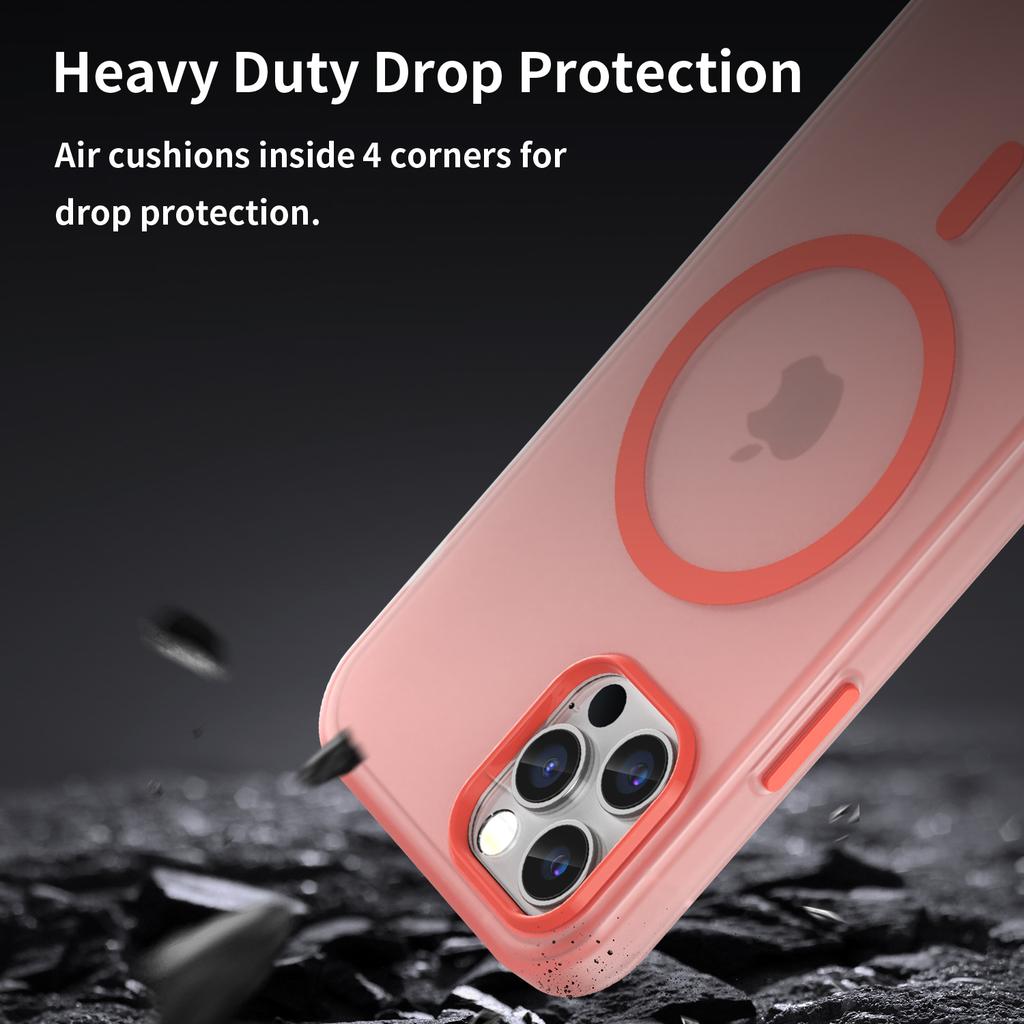 For iPhone 12 Pro 6.1 inch/12 6.1 inch Translucent Matte Cover TPU+PC Phone Case Compatible with MagSafe