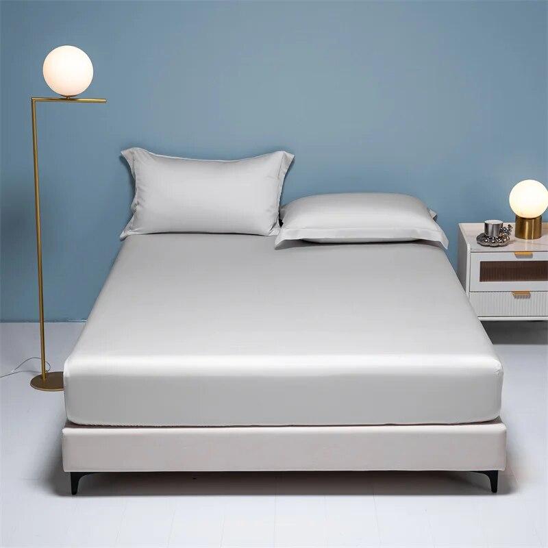 Real Silk Fitted Sheet Natural Mulberry Silk Fitted Sheet Mattress Cover Customized Size Silk Sheet Solid Color Fitted Sheet