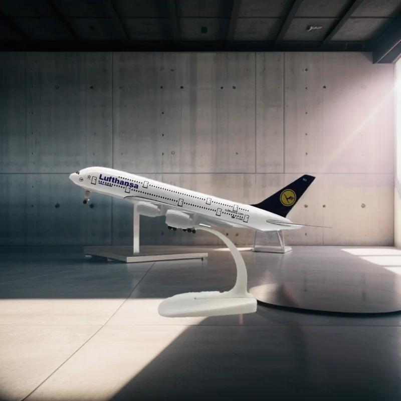 Германия Deutsche Lufthansa A380 Модель самолета из твердого металлического сплава 20 см Модель-симулятор Авиамодель Набор игрушек Игрушечный самолет Для