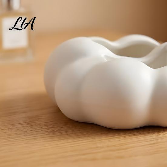 Small Item Storage Box 3D Printed Cloud Shape Desktop Organizer, Cute Remote Control Holder Dressing Table Accessory with Dual Slots, Multifunctional