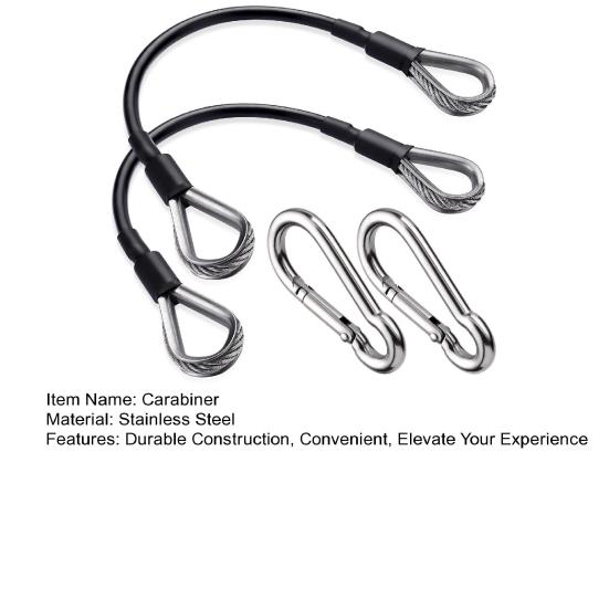 2Pcs Gym Extension Cable Set Stainless Steel Carabiner Fitness Rope Attachments for Home Gym Replacement Cables for LAT/Tricep Pull