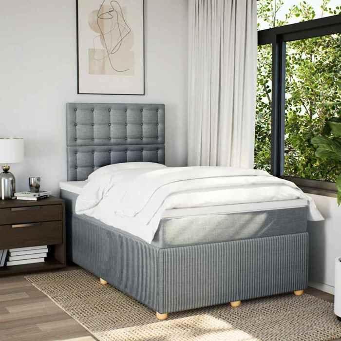 Maison Exclusive - Sommier à lattes de lit et matelas gris clair 120x190 cm tissu