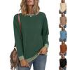 2025 Женский Повседневный Круглый Вырез Длинный Рукав Осенний Свободный Цвет Блок Пуловер