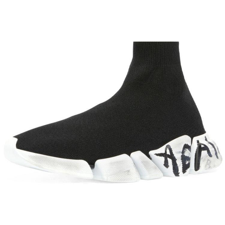 Balenciaga Speed 2.0 Граффити Переработанный Трикотаж Черный Женский 617196W2DD41091