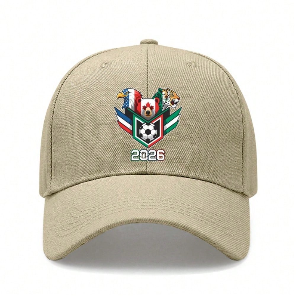 [Patriotic Baseball Cap] 2026 Soccer Theme Print Unisex Adjustable Breathable Lightweight Polyester Hat For Outdoor Sports Festivals Gift - Dad Hat,