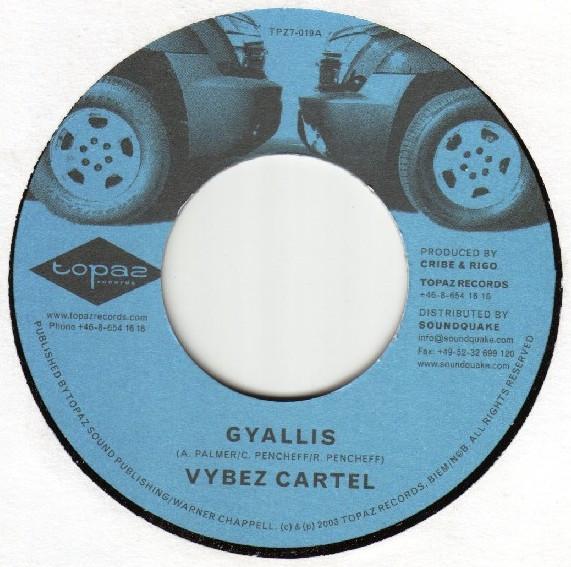 7-дюймовая пластинка VYBZ KARTEL / MICHAEL NIGHT - Gyallis / Stop TPZ7019 Topaz Records 2002 Швеция Регги, Ска и Даб Б/У