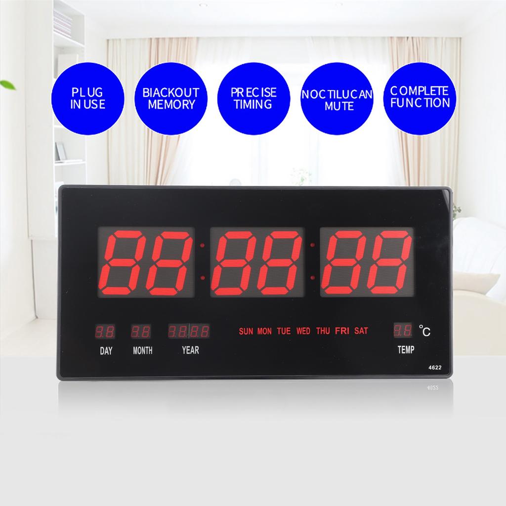 Wall Digital Clock LED Electric Calendar Wall Clock with Noctilucence Home Bedroom Office
